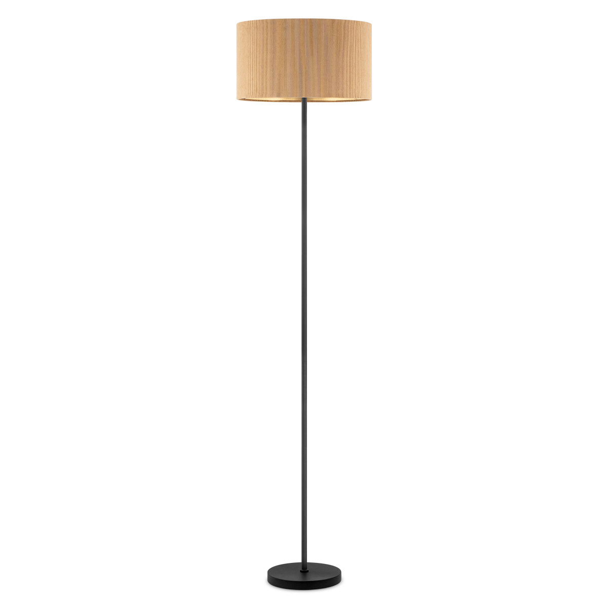 Scandinavische stijl Vloerlamp - Corduroy Lampenkap - Cilinder - Karamel - ø40 x 165 cm - E27 Fitting - Geschikt voor Woonkamers en slaapkamers - met Voetschakelaar